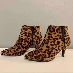Leopard Print Suede Ankle Boots Kitten Heel NWT